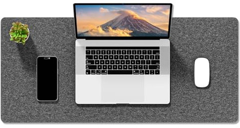 Auhoahsil Filz-Schreibtischmatte, minimalistisches großes Mauspad, XL, 80 x 30 cm, Schreibtischunterlage für Desktop, Tastatur, Laptop, Computer, Büro, Arbeit von zu Hause, Gaming, Grau