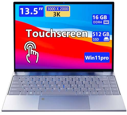 Morostron 13,5 Zoll (33,5 cm) tragbarer Touchscreen, 16 GB RAM, 512 GB SSD 3 K (3000 x 2000), IPS-Prozessor Celeron N95 bis zu 3,4 GHz, Tastatur mit Hintergrundbeleuchtung