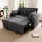 Merax Schlafsofa mit Bettkasten, 2-Sitzer Sofa mit Schlaffunktion, Klappbares 3-in-1 Schlafcouch mit Verstellbarer Rückenlehne, 2 Getränkehalter und Armlehnentaschen, aus Samt, Grau 136 x 75.5 x 84cm