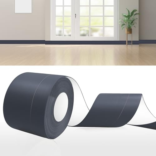 DIKARIYA Plinthe souple autocollante en PVC, gris foncé, 60mmx20mmx3M Plinthe autocollante en PVC souple gris foncé, plinthes flexibles à angle pour cuisine, salle de bain, salle de bain