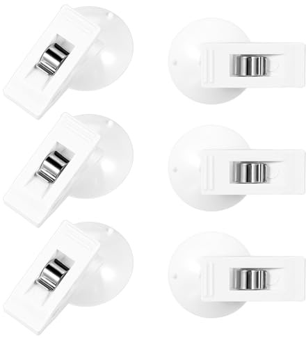 6 Stück Duschvorhang Clips mit Saugnapf,Selbstklebende Duschvorhang Halterung,Winddichte Duschvorhangs Klammern,PVC Schutz Spritzschutz Clips Zum Halten Duschvorhangs Vorhang Cleveres Zubehör
