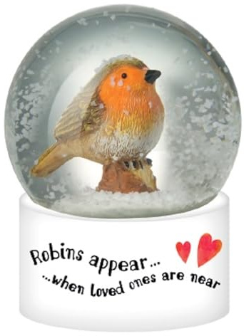 Heaven Sends Große Rotkehlchen erscheinen, wenn geliebte Menschen in der Nähe der Weihnachtsschneekugel sind