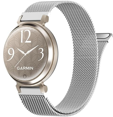 Laband 14mm Mesh Metal Band Compatible with Garmin Lily 2/Lily 2 Classic/Active Watch Band,Quick Release Stainless Steel Magnetic Clasp Replacement Wristband Strap for Garmin Lily 2 Active Women Men