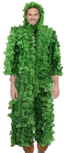 Whnbuij Traje Ghillie - Traje Ghillie con Hoja Verde de Camuflaje de Bosque 3D, de Camuflaje de Francotirador de Hoja Taje Geely Transpirable para bosques, Caza en la Jungla, Halloween, fotografí