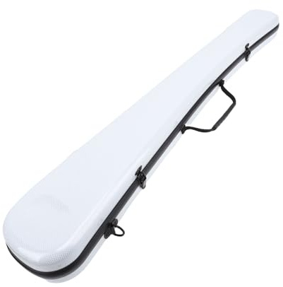 White Composite Carbon Fiber Cello Bow Case, Portable Double Bow Box | Soft internal padding for scratch prevention, detachable shoulder strap, dual locks, holds violin viola cello bows