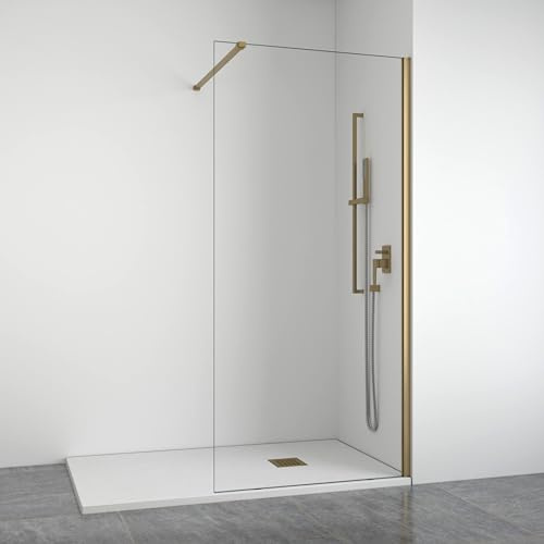 BELLOBATH Mampara de Ducha Frontal Fija 8 mm Dorada 118-120 cm