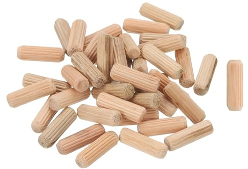 QUARKZMAN 200Stk 5/16x1 (8mmx25mm) Holzdübel Geriffelte Holz Dübel Mit Facettierten Enden Verjüngte Hartholz Dübel Holzdübelstäbe Für Möbel DIY Bastelarbeiten