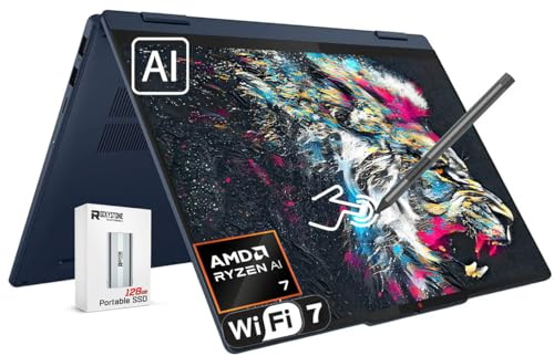 Lenovo IdeaPad 5 2-in-1 14 Touchscreen Laptop, AMD 8-Core Ryzen AI 7 350(>Intel i7-1355U), 16GB LPDDR5 RAM, 1024GB PCIE SSD, Copilot+ PC, WiFi 7, BT5.4, Backlit KB, W Pen&128G PSD, Win 11 H