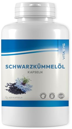 Schwarzkümmelöl – 420 Softgel - Kapseln mit 1.000 mg Tagesdosis | 420 Softgel-Kapseln mit 1.000 mg Tagesdosis - Mit Vitamin E – Laborgeprüfte Qualität - Nigella Sativa