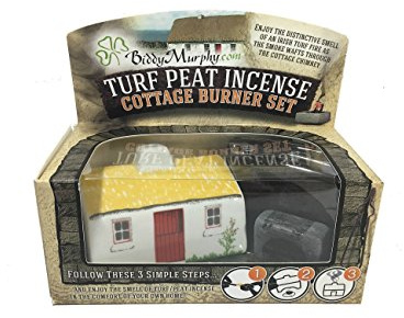 Biddy Murphy, Irish Turf Ceramic Cottage Candle Burner with 12 Irish Peat Briquettes Made in Co. Tipperary
