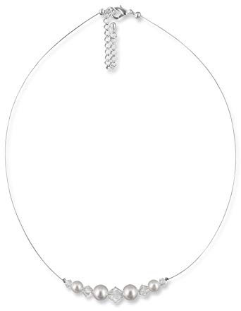 Rivelle Damen Perlenkette Elina weiß Kette Perlen Collier Halsschmuck Necklace Geschenk-Box