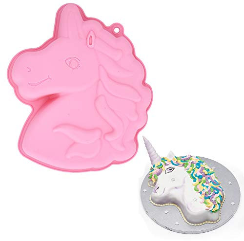 MoldFun Einhorn-Kuchenform, BPA-frei und antihaftbeschichtet, Pony-Pferdkopf-Silikon-Backform für Mädchen, Einhorn-Geburtstagsparty, Backzubehör, Utensilien, Werkzeuge