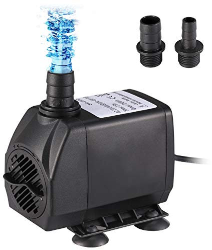 Homvik Bomba de Agua Sumergible 2500L/H 45W para Acuario Estanque Pecera Fuente Circulación de Agua Dulce y Marino con 2 Boquillas 2.5m de Altura