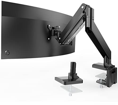 Heavy Duty Monitor Arm for Ultrawide Screens up to 49 inch and 39.6lbs, Premium Aluminum Single Desk Mount Stand with Gas Spring, VESA 75x75/100x100