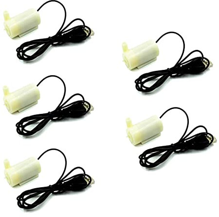 Hailege 5pcs Micro Submersible Motor Pump Water Pump DC 3-6V 120L/H 1.1M Head Low Noise