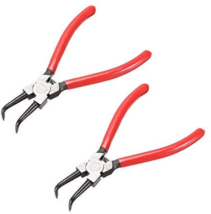 Zange mit elastischem Ring, innen, 7 Zoll, 90 Grad, Gebogene Spitze, Zange für Ring, Präzision, 2 Stück