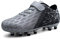 JABASIC Kids Firm Ground Fußballschuhe Jungen Mädchen Sportliche Fußballschuh (33EU,Silber)
