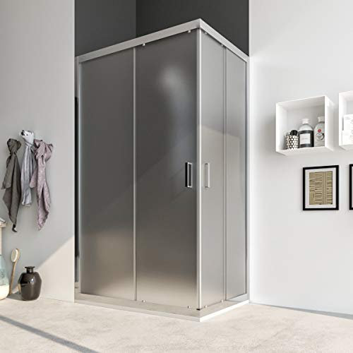 Box doccia cabina angolare 70 75 80 90 100 110 120 140 cm porta scorrevole vetro anticalcare 6mm ACACIA (80x140 cm, Vetro: OPACO)