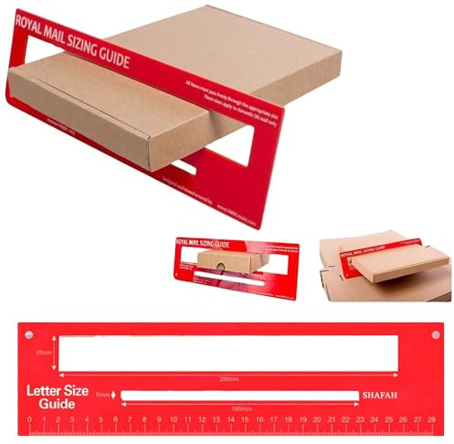 SHAFAH - Mail PPI Letter Size Guide Ruler Post Office Postal Price Postage in Red