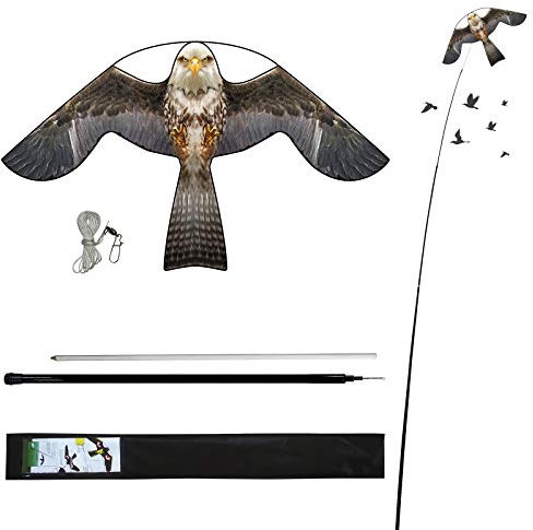 Laptony Bird Scarer Flying Kite Crops Farm Protector Bird Hawk Flying Kite mit 4 m Teleskopstange (Stil B)