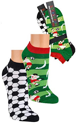 Damen Sneaker Socken (2 Paar) witzig 36-41 Fußball