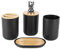 Deror Bad-Accessoires-Set, 4-teiliges Kunststoff-Badezimmer-Dekor-Sets Zubehör, Zahnbürstenhalter, Zahnputzbecher, Seifenspender, Seifenschale(Schwarz)