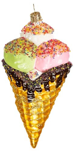Holyart Cono Gelato Vetro soffiato Decorazione Albero Natale