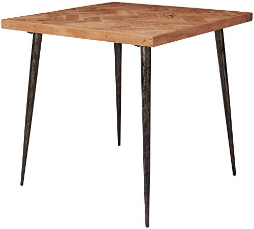 möbelando Esszimmertisch 80x76x80 cm Massivholz Akazie/Metall Industrial | Esstisch Massiv Klein | Küchentisch Holztisch Esszimmer | Kleiner Speisetisch Holz | Massivholztisch Quadratisch