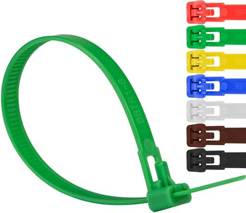 Safetytex Kabelbinder 7,6mm UV-beständig Polyamid 6.6 wiederlösbar wiederverwendbar wiederverschließbar 100 Stück (Grün,540mm)