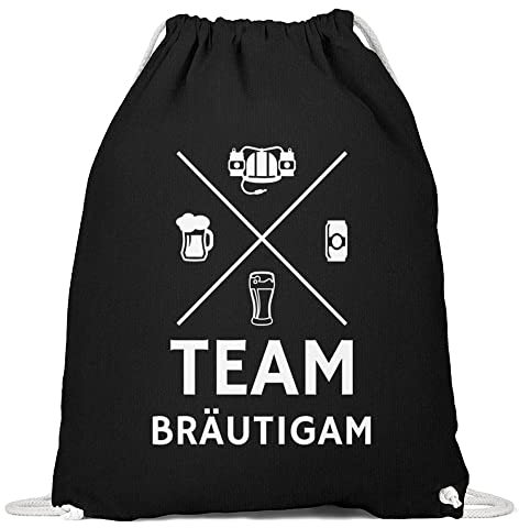Team Bräutigam Turnbeutel - Junggesellenabschied Rucksack - JGA Stoffbeutel - Jutesack - Gymbag - Sportbeutel - Beutel Aus Baumwolle (Schwarz)