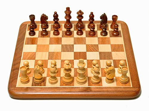 PALM ROYAL HANDICRAFTS 30,5 x 30,5 cm, nicht magnetisch, flaches Holz-Schachbrett mit 32 Schachfiguren für Kinder und Erwachsene, Aufbewahrungstasche 30,5 x 30,5 cm