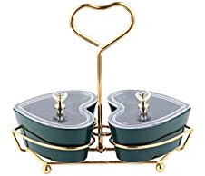 Ciotole a Forma di Cuore in Porcellana Piatti a Cuore Profondo Insalatiera, Cesto di Frutti di Bosco in Ceramica da Fattoria, Arredamento Cucina Rustica Ciotole di Frutta, Cestini di Frutta,Verde