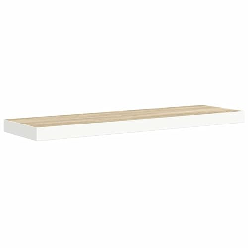 vidaXL Schweberegal Wandregal Schwebend Bücherregal Wandboard Hängeregal Dekoregal Freischwebend Regal Eichenoptik Weiß 90x23,5x3,8cm MDF