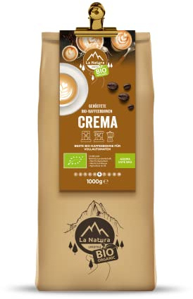 La Natura Lifestyle BIO KAFFEEBOHNEN (1000g) | CREMA BIO Bohnenkaffee | GANZE BOHNEN | Arabica & Robusta | Vollautomaten & Siebträgermaschinen
