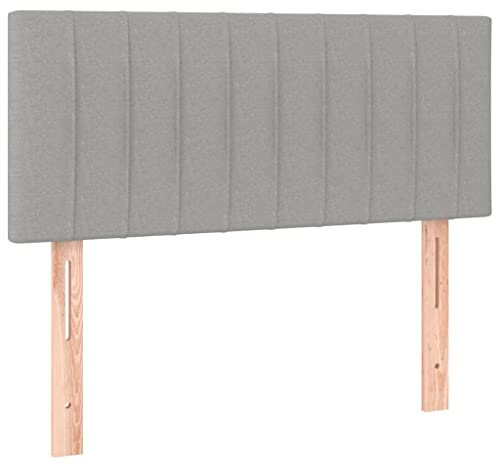 vidaXL Kopfteil, Bettkopfteil mit Holzbeinen, Höhenverstellbar Polsterkopfteil für Bett, Betthaupt Bettzubehör Schlafzimmer, Hellgrau 90x5x78/88cm Stoff