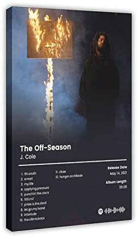 ARZARF J. Cole Poster The Off-Season Tracklist Album Cover Poster Leinwand Schlafzimmer Dekor Sport Landschaft Büro Zimmer Dekor Geschenkrahmen Stil 08x12inch (20x30cm)