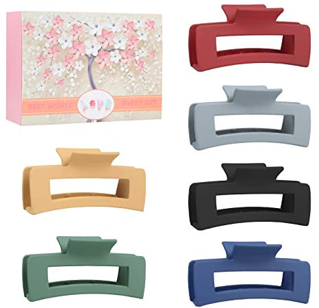 Wolfway 4 pollici grandi fermagli per capelli 6 pezzi clip per artigli per capelli spessi grandi clip rettangolari per donne e ragazze grande antiscivolo acrilico ganascia clip