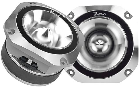 Timpano Super Tweeter 4 Inch TPT-ST25 Chrome, 8 Ohm, 900 Watts Max, 109 dB, 1.5 in Voice Coil, HIgh Sensitivity, Slim Profile Bullet Tweeters Speakers for Pro Audio (Pair)