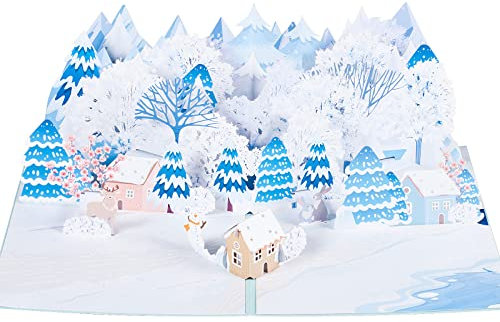 Pop Up Geburtstagskarte 3D,Vier-Jahreszeiten-Thema,Winter