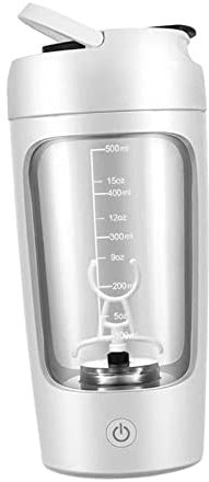 Milageto Elektrische Protein-Shaker-Flasche, 650 ml, leistungsstarke Mixer-Flaschen, wiederaufladbare Shaker-Becher, Mixer-Becher für Milch, Milchshakes, Weiß