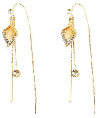 Ohrringe Gold Hängend Earrings for Women Lange Ohrringe Hängend Katzenauge Stein Strass Quaste Ohrringe Schmuck