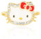 Hello Kitty Sanrio Damen-Ring Emaille und Kristall, Gr e 7, 18 kt Gelbgold, offizielles Lizenzprodukt, Messing, Kristall, Messing, Kristall