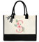 Personalisierte Strandtasche aus Segeltuch mit Innentasche mit Reißverschluss, doppelte Schultergurte, monogrammierte Jute-Tasche für die tägliche Arbeit und Reisen, Rosa Buchstabe S, Einheitsgröße