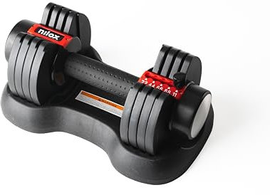 Nilox Manubrio Regolabile, Manubri Palestra Regolabili per Allenamento Personalizzato, Pesi da 2,2 a 11 kg, Set Pesi Palestra Casa
