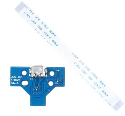 BARAC Placa Conector de Carga Puerto Micro USB para Mando PS4 JDS 001 Reemplazo PlayStation4 + Cable Flex 14 Pin