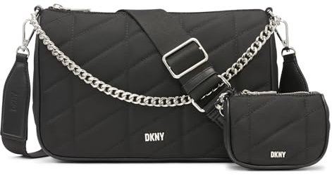 DKNY Damen Bodhi Crossbody Umhängetasche, Schwarz/Silber