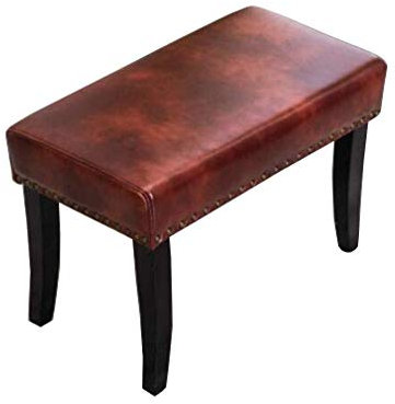 IisrAr Fußhocker, Kunstleder-Massivholz-Beinbank, Vintage-Kupfer-Niete, Schlafzimmer-Bett-Endhocker, Wohnzimmer-Sofabank, Leder