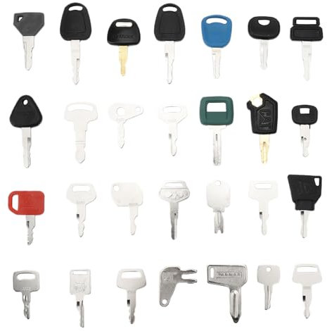 28 Pcs Ignition Starter Key Set, Digger Keys Replacement Ignition Starter Switches Construction Machine Key Universal Spare Keys for Agriculture Plant Dumper Excavator Dump Trucks Bulldozers
