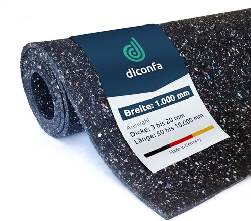 diconfa Bautenschutzmatte 1000mm 100cm 1m BREIT - 3 bis 20mm DICK - 0,05 bis 10m LANG - Auswahl: 1000mm 100cm 1m LANG, 8mm STARK - Gummimatte Antirutsch-Matte Fall-Schutzmatte Schall-Isolation