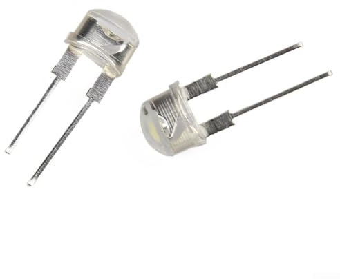 Lot de 10 lampes LED 8 mm, diode chapeau de paille, blanc/rouge/bleu, qualité industrielle (blanc)